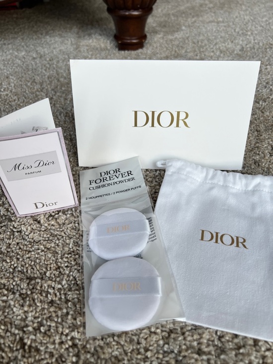 Dior Other - Dior White Cushion Powder Puffs & Miss Dior Sample New